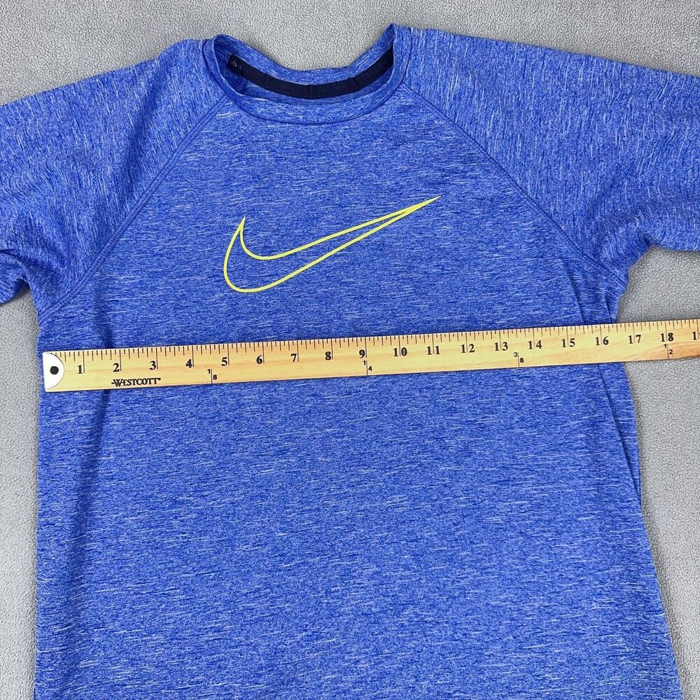 Nike Shirt Youth XL Blue Dri-FIT Short Sleeve UPF 40+ Training Top Swoosh Logo - Picture 5 of 8